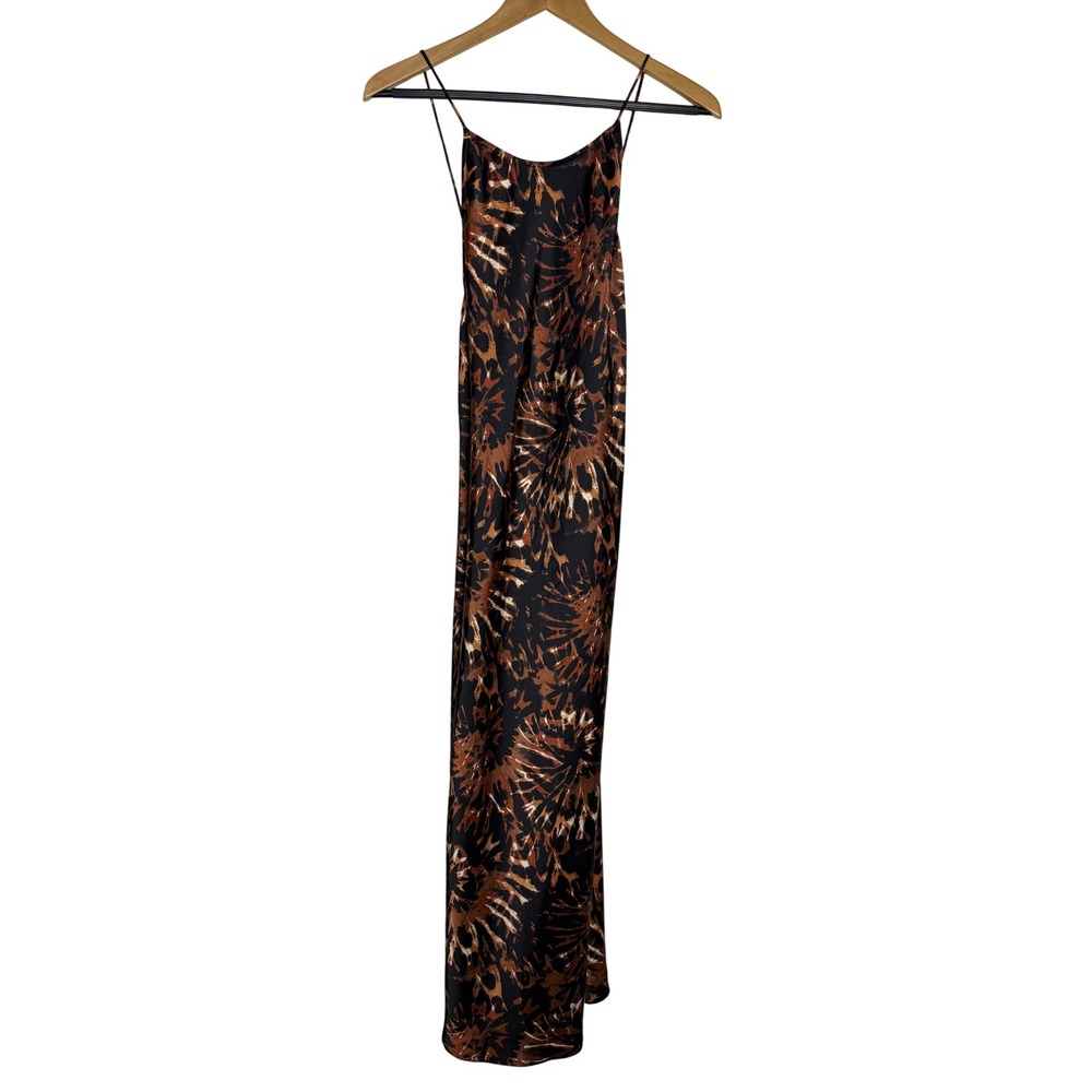 Banana Republic Maxi Dress Womens L 803634-01-1 Brown Tie‎ Dye Open Back NEW